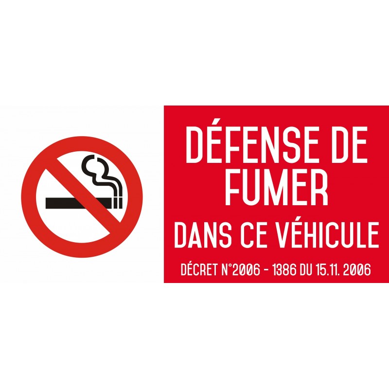 Autocollant vinyl - Défense de fumer dans ce véhicule - L.200 x H.100 mm